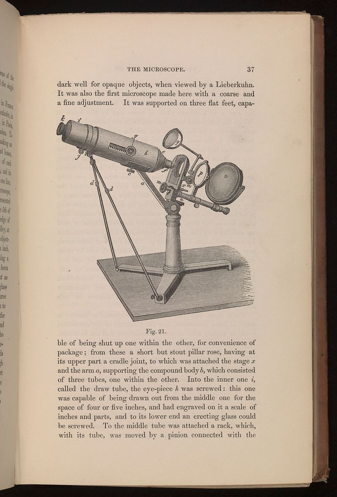 Illustration of Lister's microscope.
