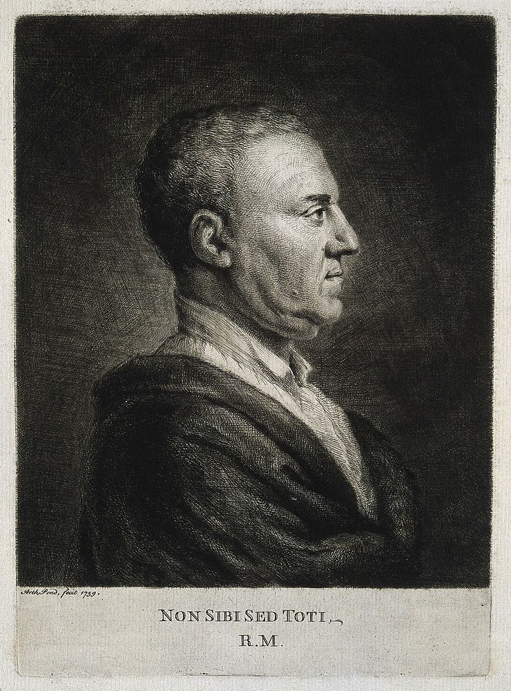 Richard Mead. Etching by A. Pond, 1739.