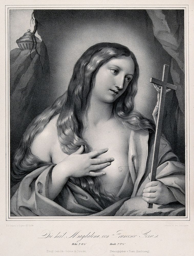 Saint Mary Magdalen. Lithograph by M. Golde after F.G. Gessi.