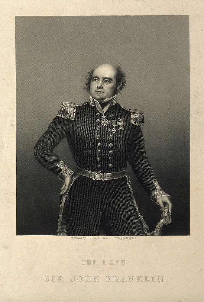 Sir John Franklin. Stipple engraving by D. J. Pound, 1860, after J.M. Negelen.