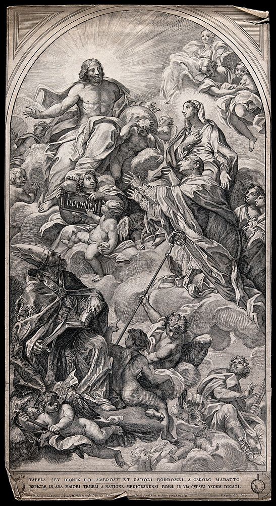 Christ with Saint Ambrose, Saint Mary (the Blessed Virgin), Saint Charles Borromeo, and Saint Thomas the Apostle and angels.…