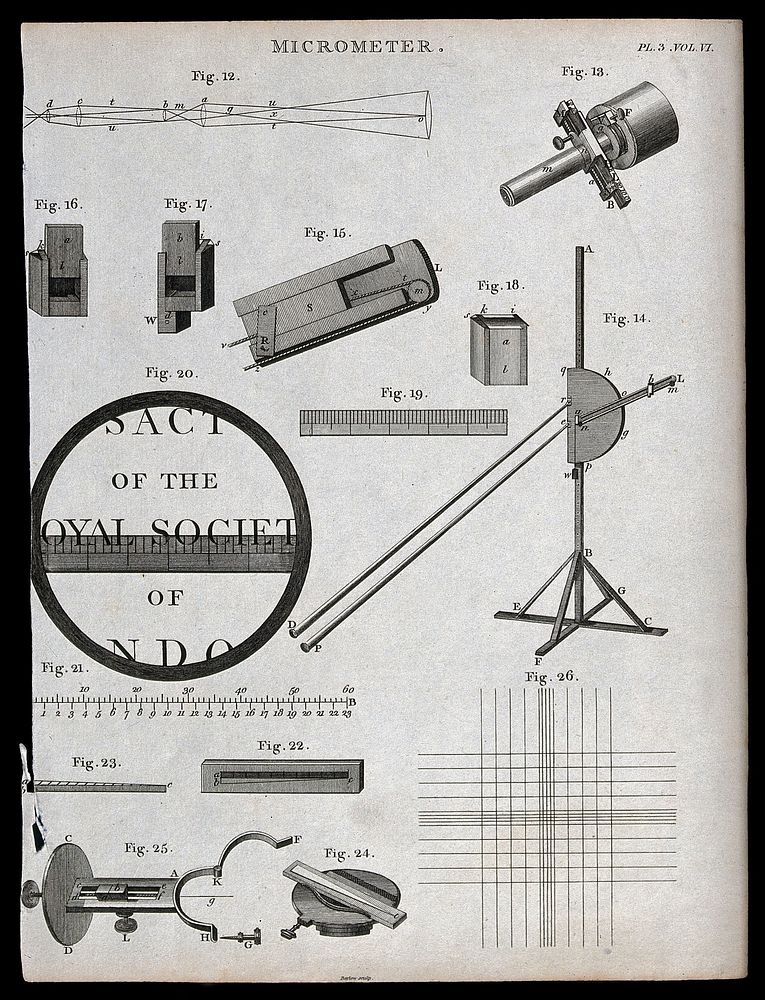 Optics: microscopy, including a magnified title page and a specimen holder. Engraving by Barlow.