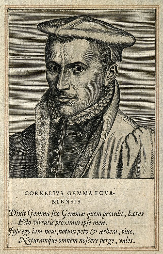 Cornelius Gemma. Line engraving by P. Galle, 1572.