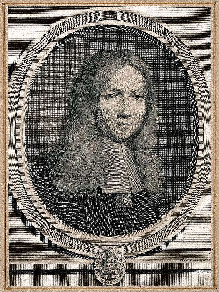 Raymond de Vieussens. Line engraving by M. Boulanger.