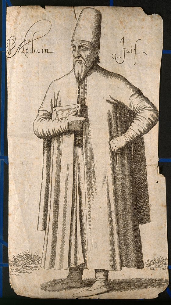 A Jewish physician in traditional costume. Engraving.