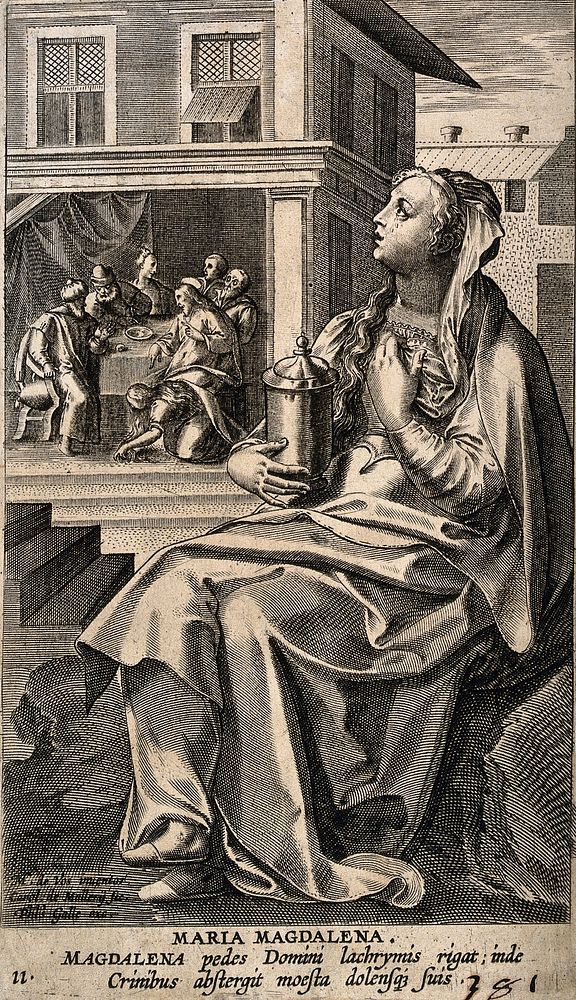 Saint Mary Magdalen. Engraving by C. de Mallery after M. de Vos.