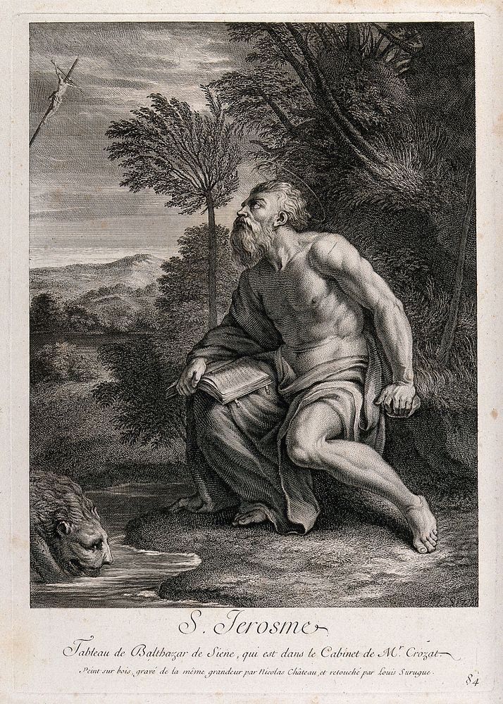 Saint Jerome. Engraving by N. Château and L. Surugue after B. Peruzzi.