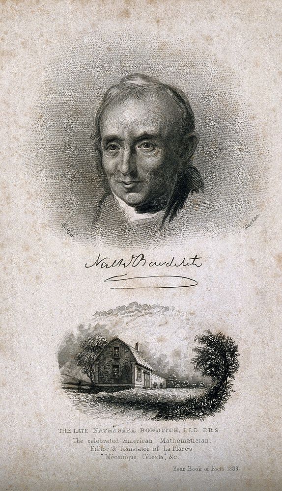 Nathaniel Bowditch. Stipple engraving by J. Shury & son after G. Stuart.