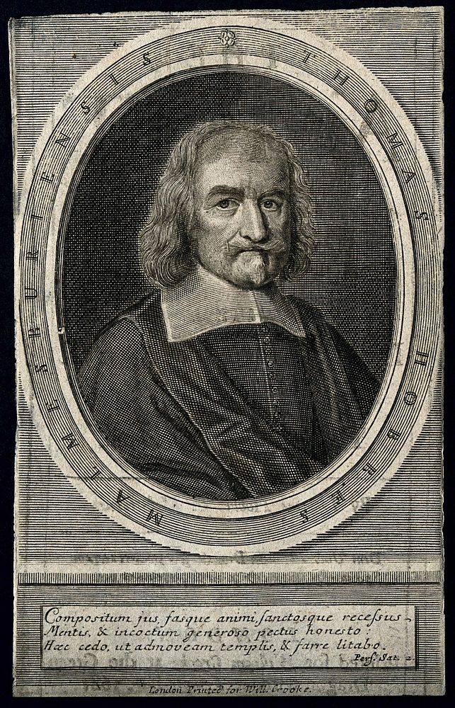 Thomas Hobbes. Line engraving.