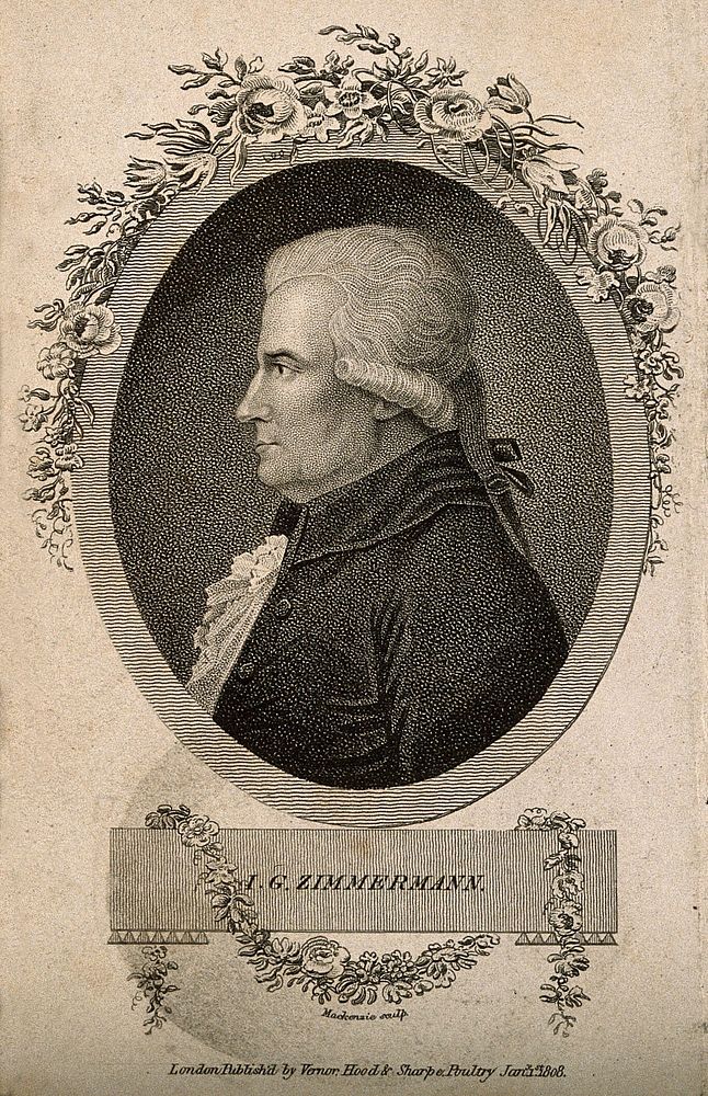 Johann Georg Zimmermann. Stipple engraving by K. Mackenzie, 1808.