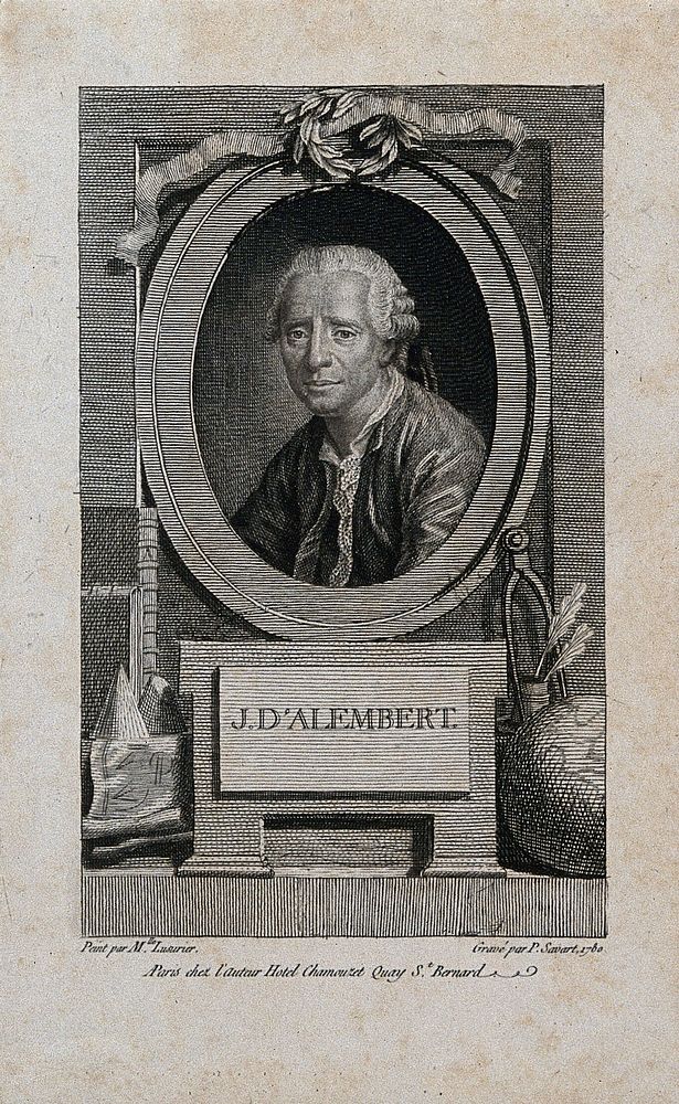 Jean le Rond d'Alembert. Line engraving by P. Savart, 1780, after Catherine Lusurier.