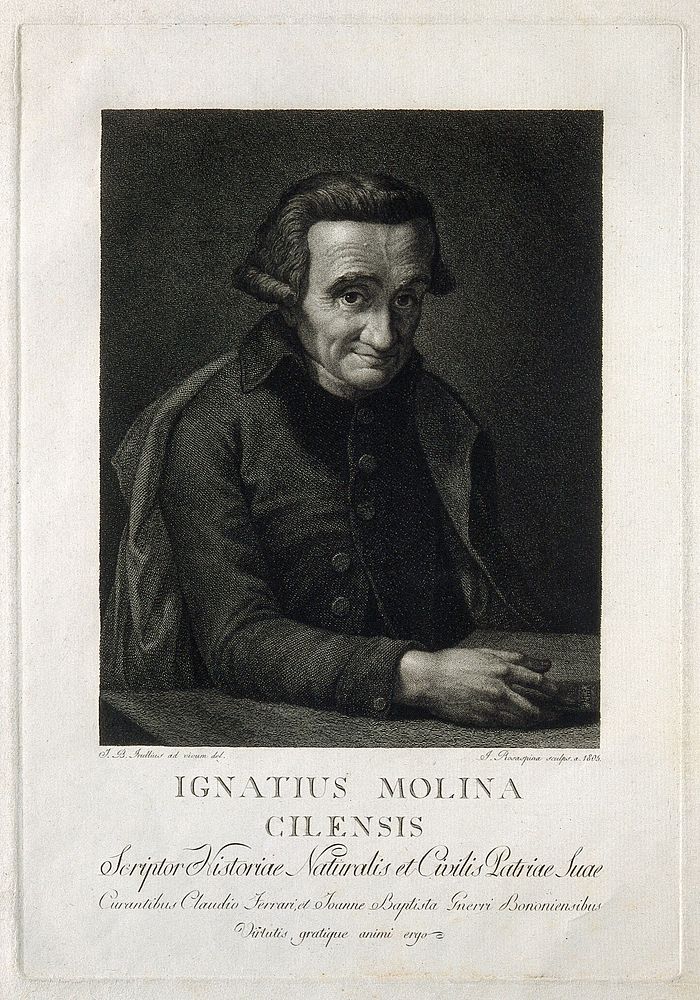 Juan Ignacio Molina. Line engraving by F. Rosaspina, 1805, after G. B. Frulli.