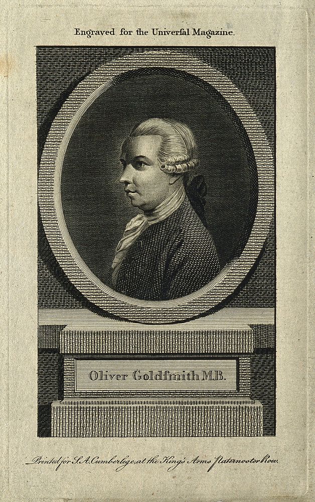 Oliver Goldsmith. Line engraving.