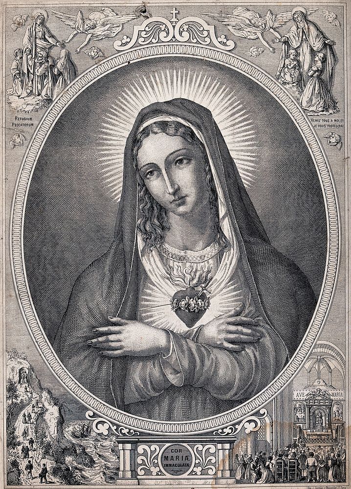 Saint Mary (the Blessed Virgin). Engraving.