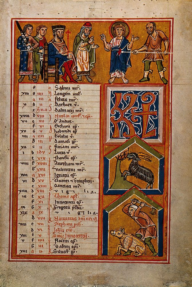 Martyrdom of Saint Thomas. Colour lithograph.