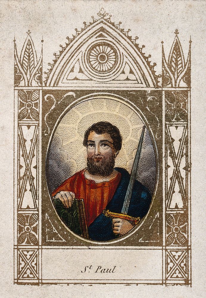 Saint Paul. Coloured engraving.