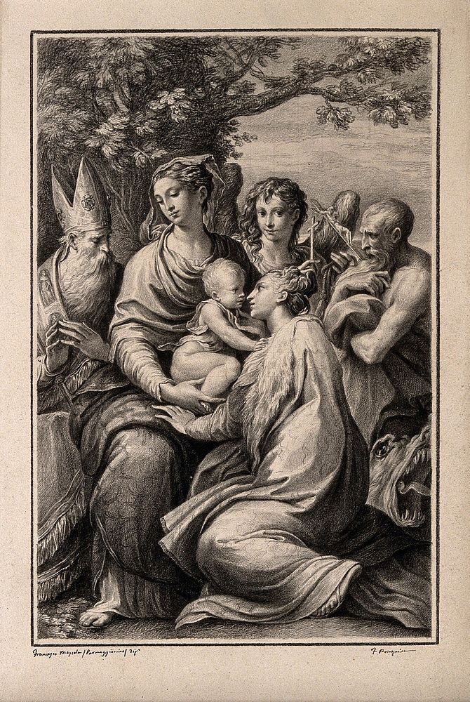 The Virgin Mary with the Christ Child, Saint Augustine, Michael the Archangel, Saint Jerome and Saint Margaret of Antioch.…