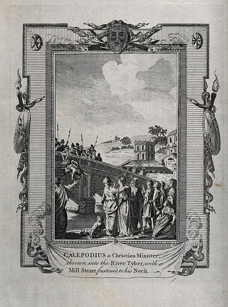 Martyrdom of Calepodius, a Christian minister. Engraving.