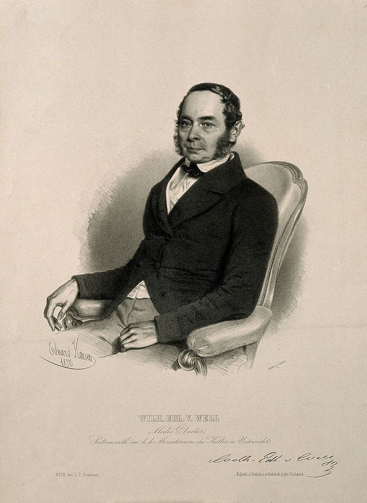 Wilhelm, Edler von Well. Lithograph by E. Kaiser, 1850.