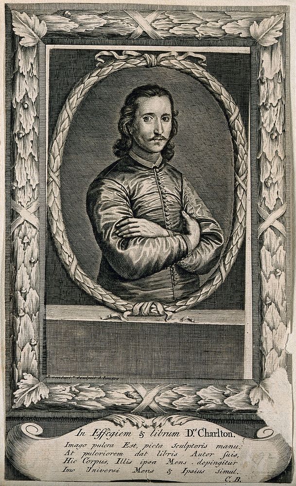 Walter Charleton. Line engraving by P. Lombart, 1657.