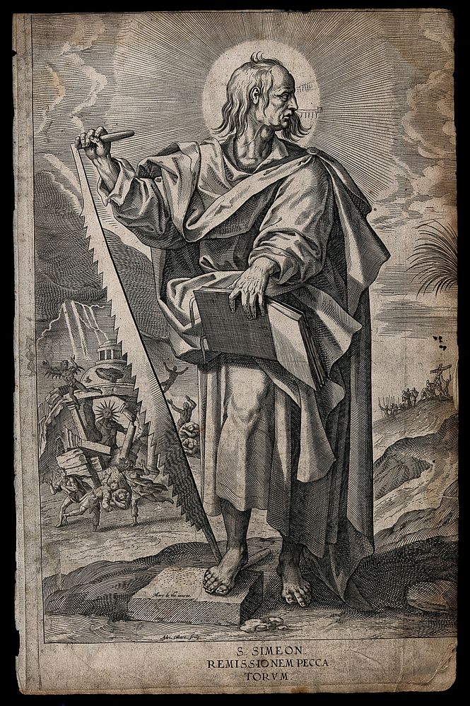 Saint Simon. Engraving by A. Collaert after M. de Vos.