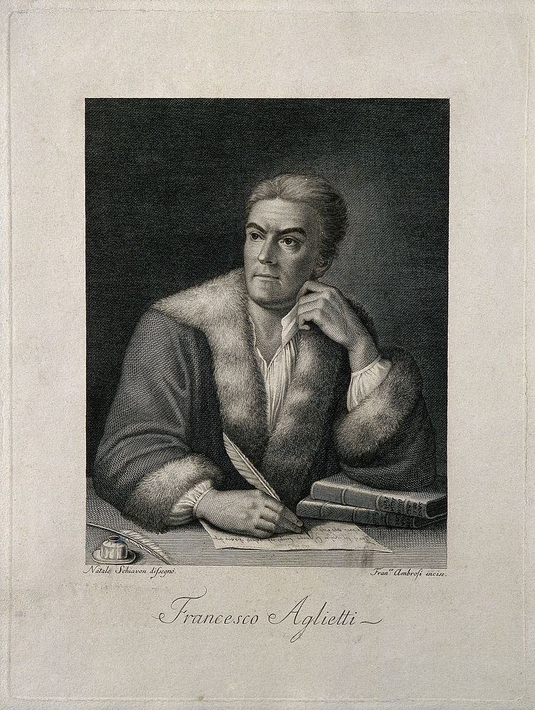 Francesco Aglietti. Line engraving by F. Ambrosi after N. Schiavoni.