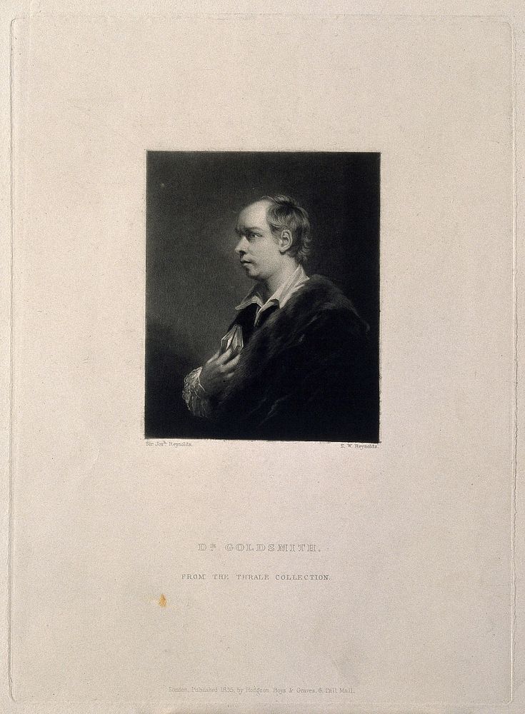 Oliver Goldsmith. Mezzotint by S. W. Reynolds after Sir J. Reynolds.