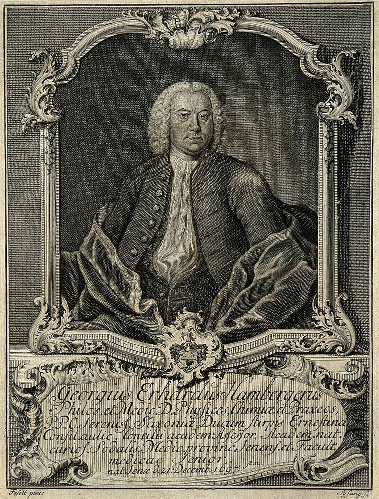 Georg Erhard Hamberger. Line engraving by J.C. Sysang after Fasold.