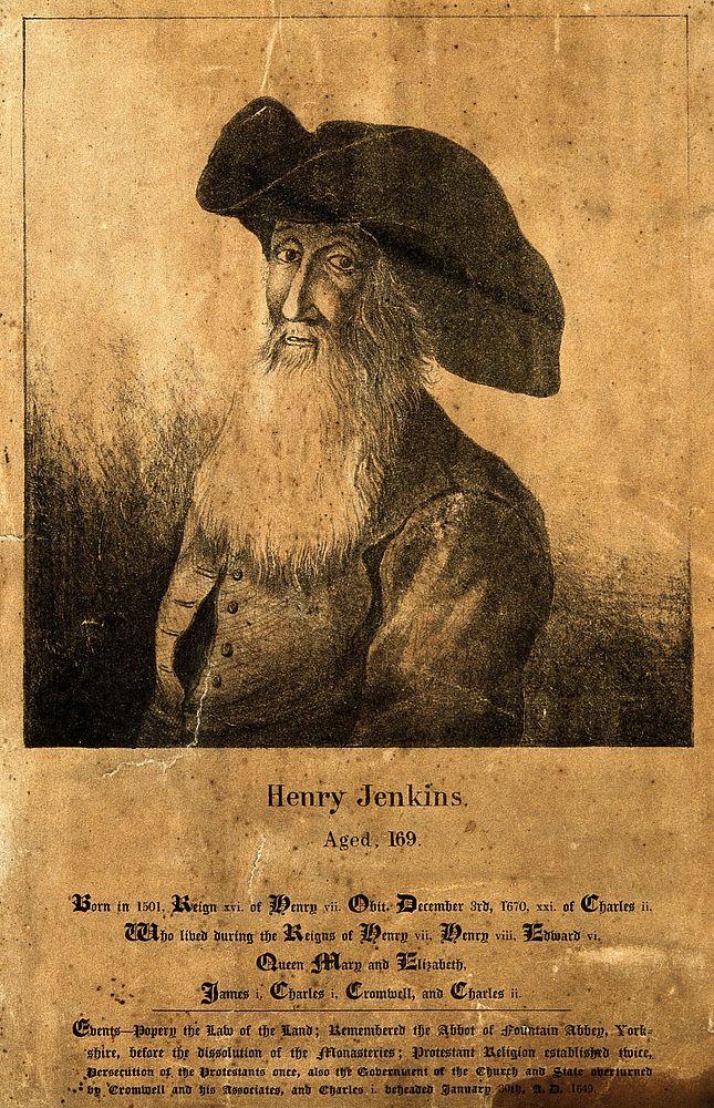 Henry Jenkins, aged 169. Lithograph after Walker.
