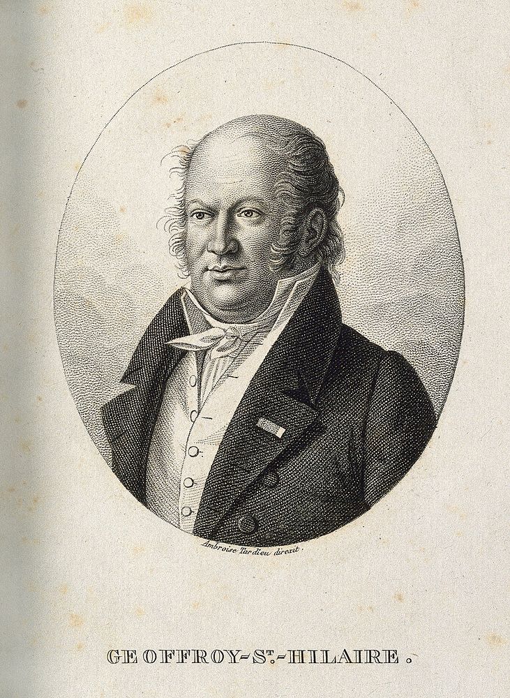 Etienne Geoffroy Saint-Hilaire. Stipple engraving by A. Tardieu.