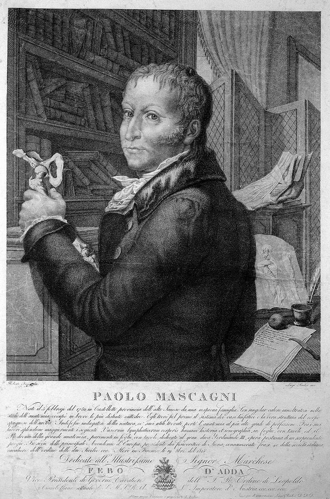 Paolo Mascagni. Engraving by L. Rados after R. Focosi.
