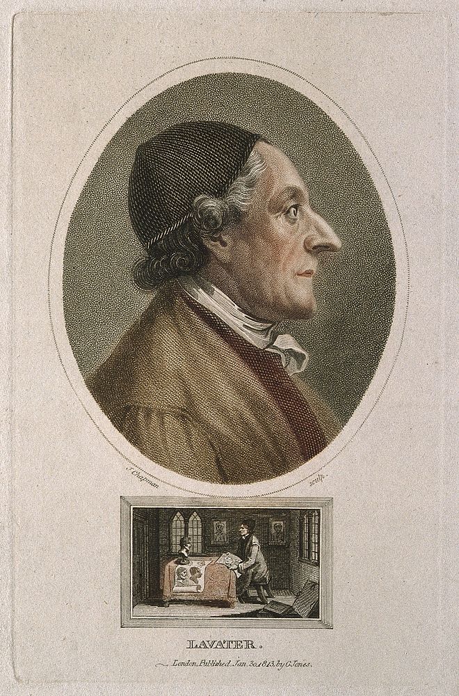 Johann Caspar Lavater. Coloured stipple engraving by J. Chapman, 1813.