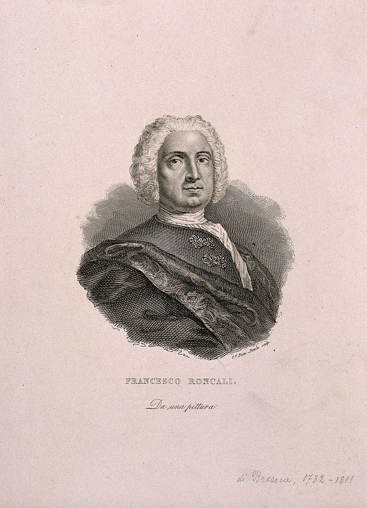 Francesco, Count Roncalli-Parolino. Line engraving by Caterina Piotti-Pirola.
