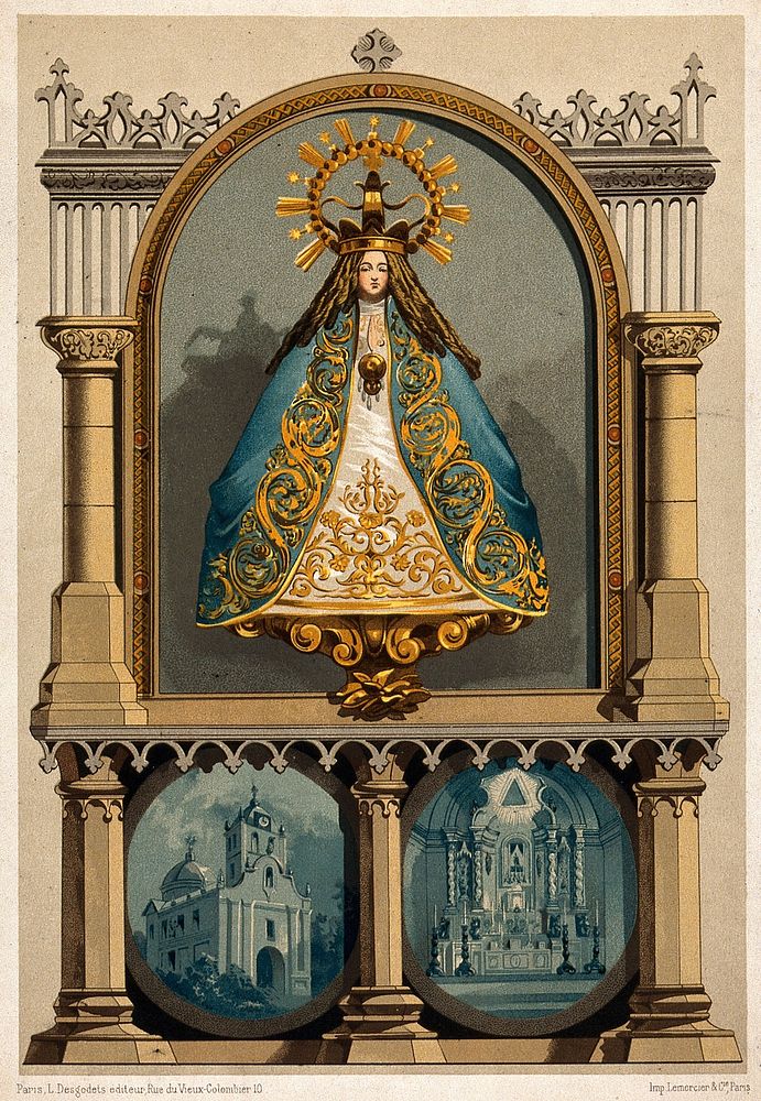 Saint Mary (the Blessed Virgin). Colour lithograph.