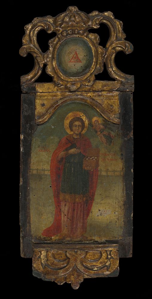Saint Panteleimon. Oil painting by a Greek painter.