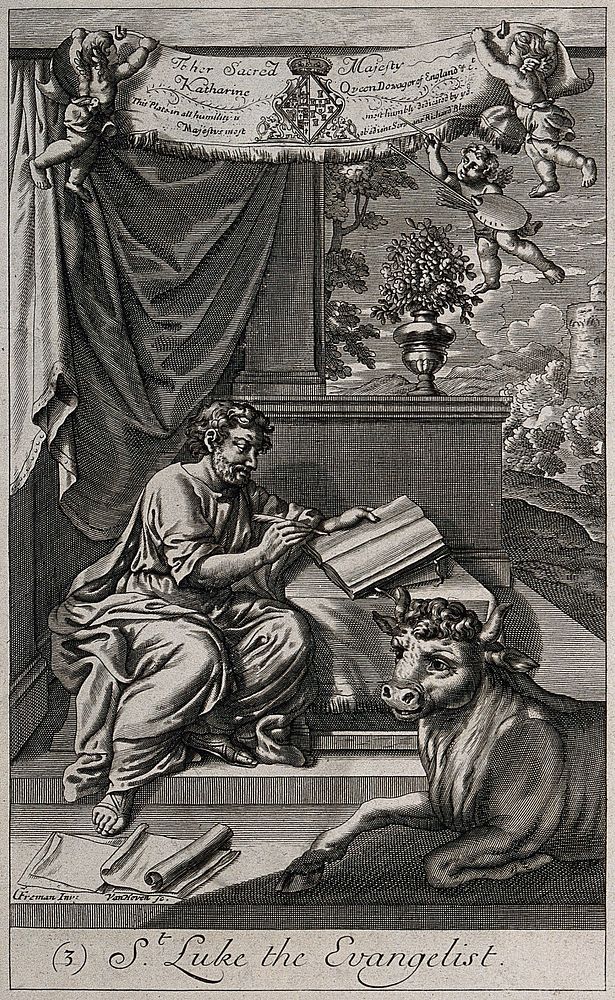 Saint Luke. Engraving by F.H. van Hoven after G. Freman.