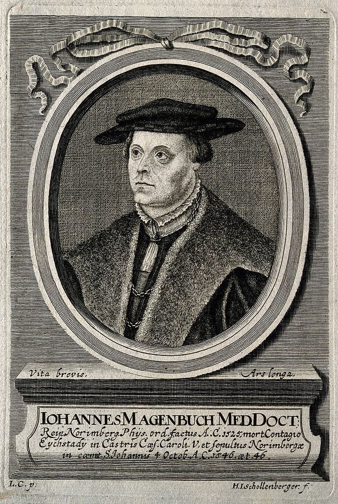 Johannes Magenbuch. Line engraving by H. I. Schollenberger after [L. C.].