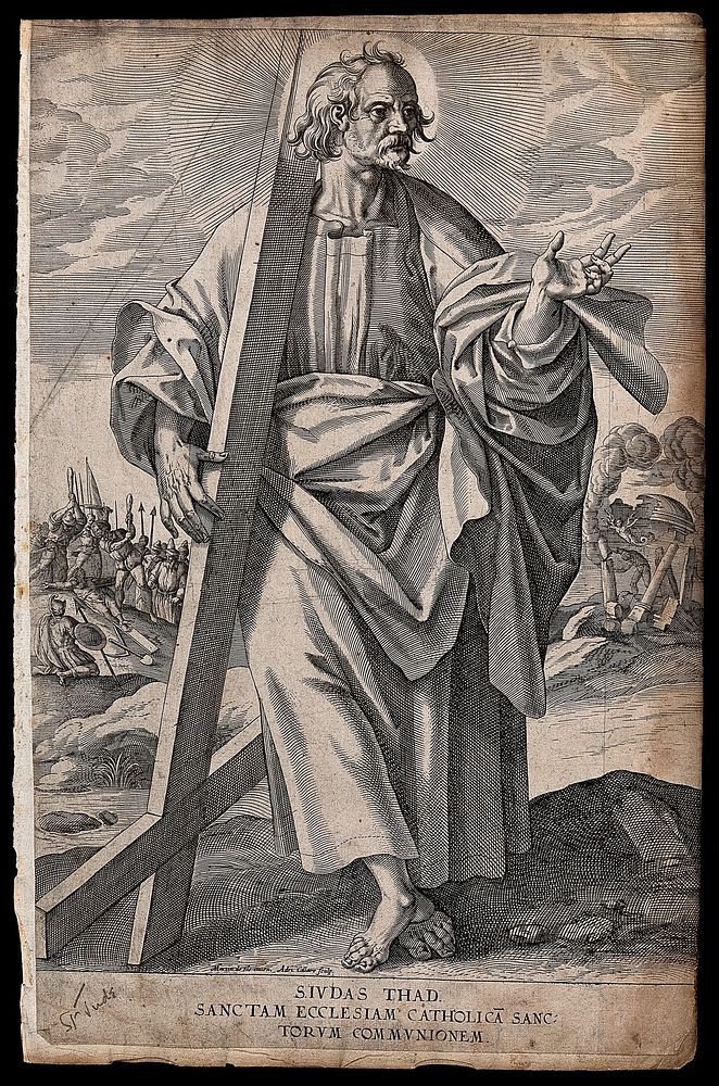 Saint Jude. Line engraving by A. Collaert after M. de Vos.