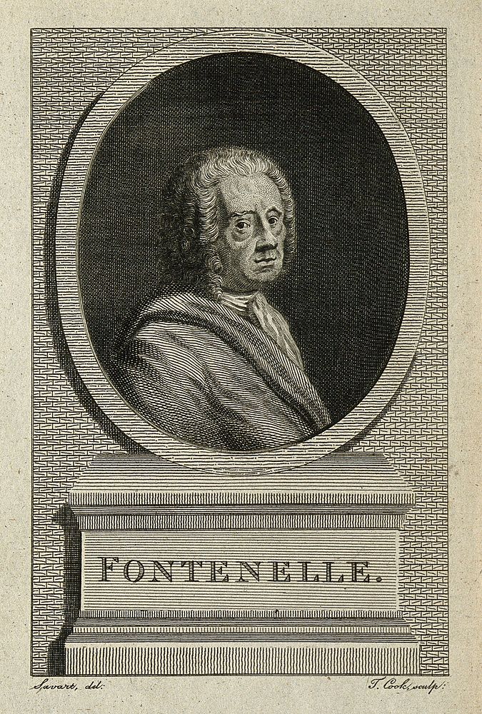 Bernard le Bovier de Fontanelle. Line engraving by T. Cook after P. Savart.
