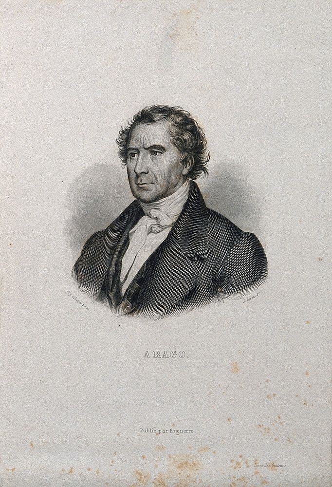 Dominique François Arago. Line engraving by J. Caron after A. Scheffer.