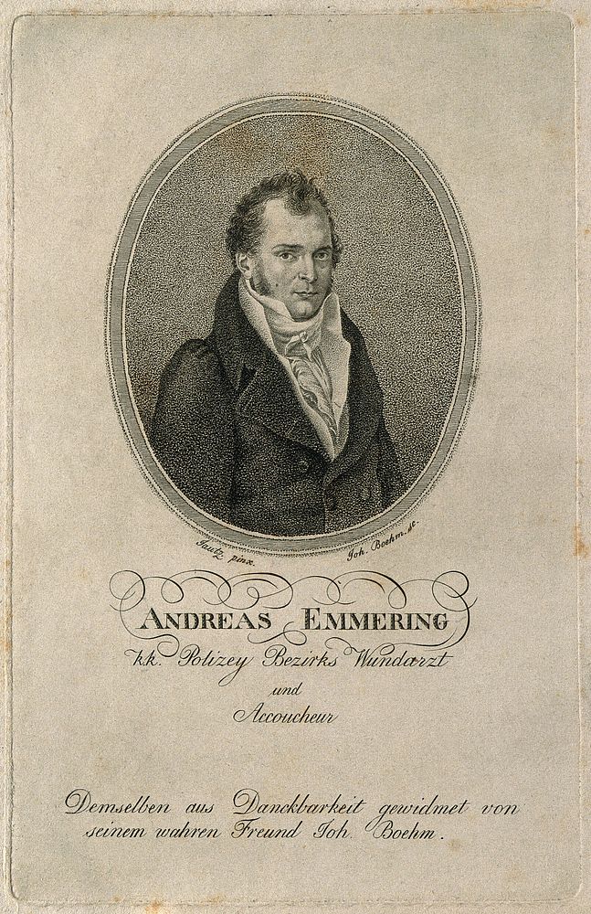 Andreas Emmering. Stipple engraving by J. Boehm after Jantz or Jautz.