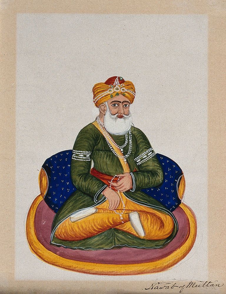 The Nawab of Multan. Gouache painting by an Indian painter.