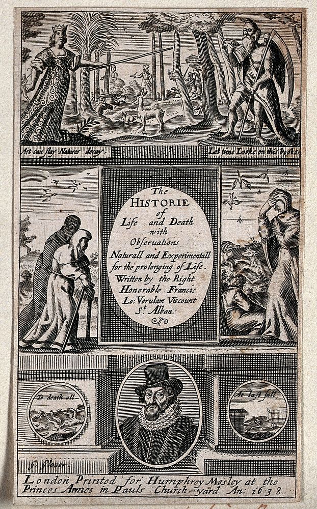 The arts of Minerva reduce the power of Time to end life, but death from old age or from plague still exists. Engraving by…