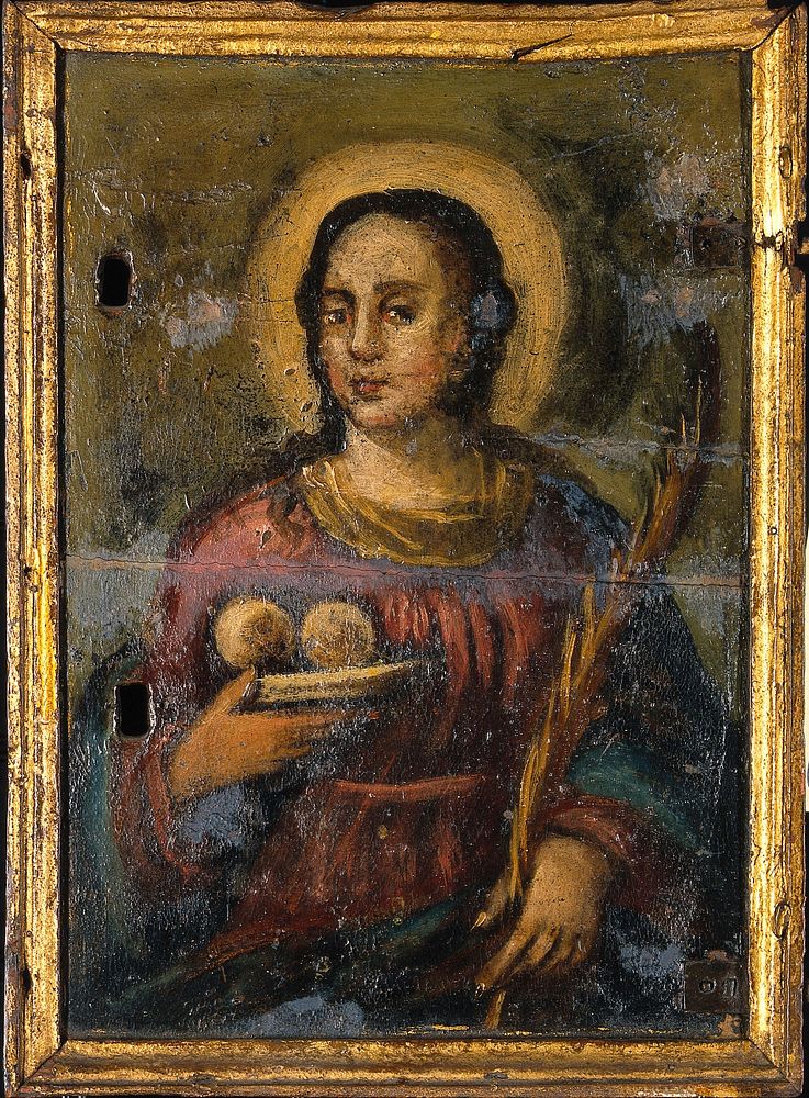 Saint Agatha. Oil painting.