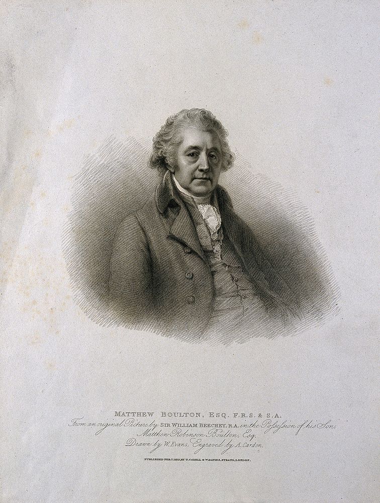 Matthew Boulton. Stipple engraving by A. Cardon, 1812, after W. Evans after Sir W. Beechey, 1799.