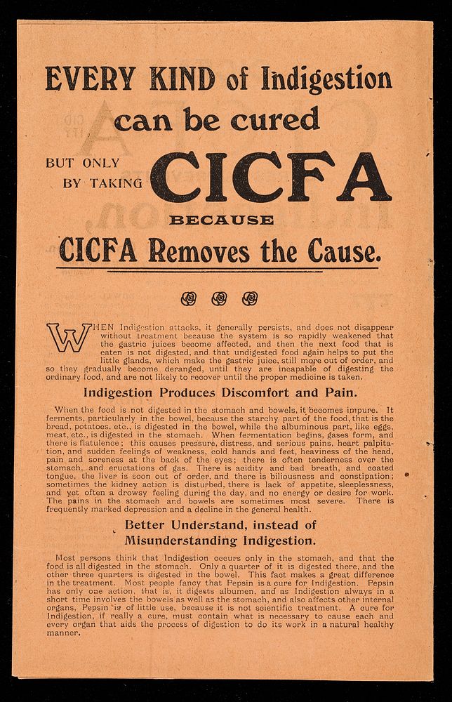 CICFA : cures indigestion constipation flatulence acidity.