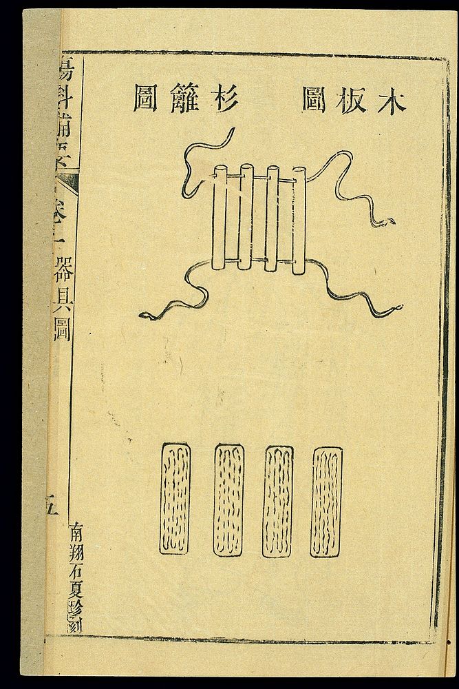 Chinese woodcut: Bone-setting devices