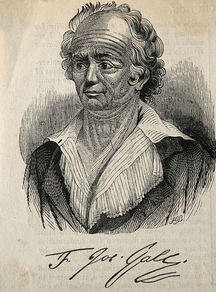Franz Joseph Gall. Wood engraving by F.G.B.