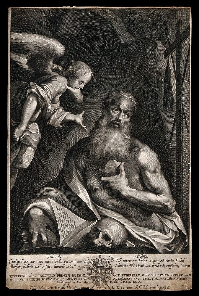 Saint Jerome. Line engraving by L. Kilian after J. Heintz.
