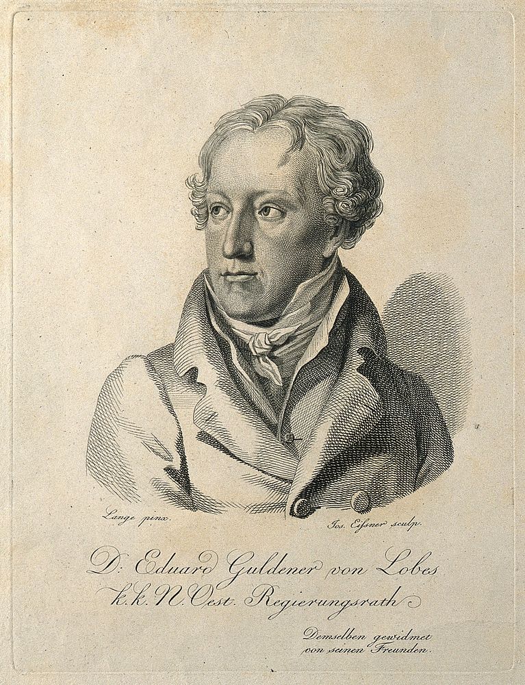 Eduard Vincenz Guldener von Lobes. Line engraving by J. Eissner after J. Lange.